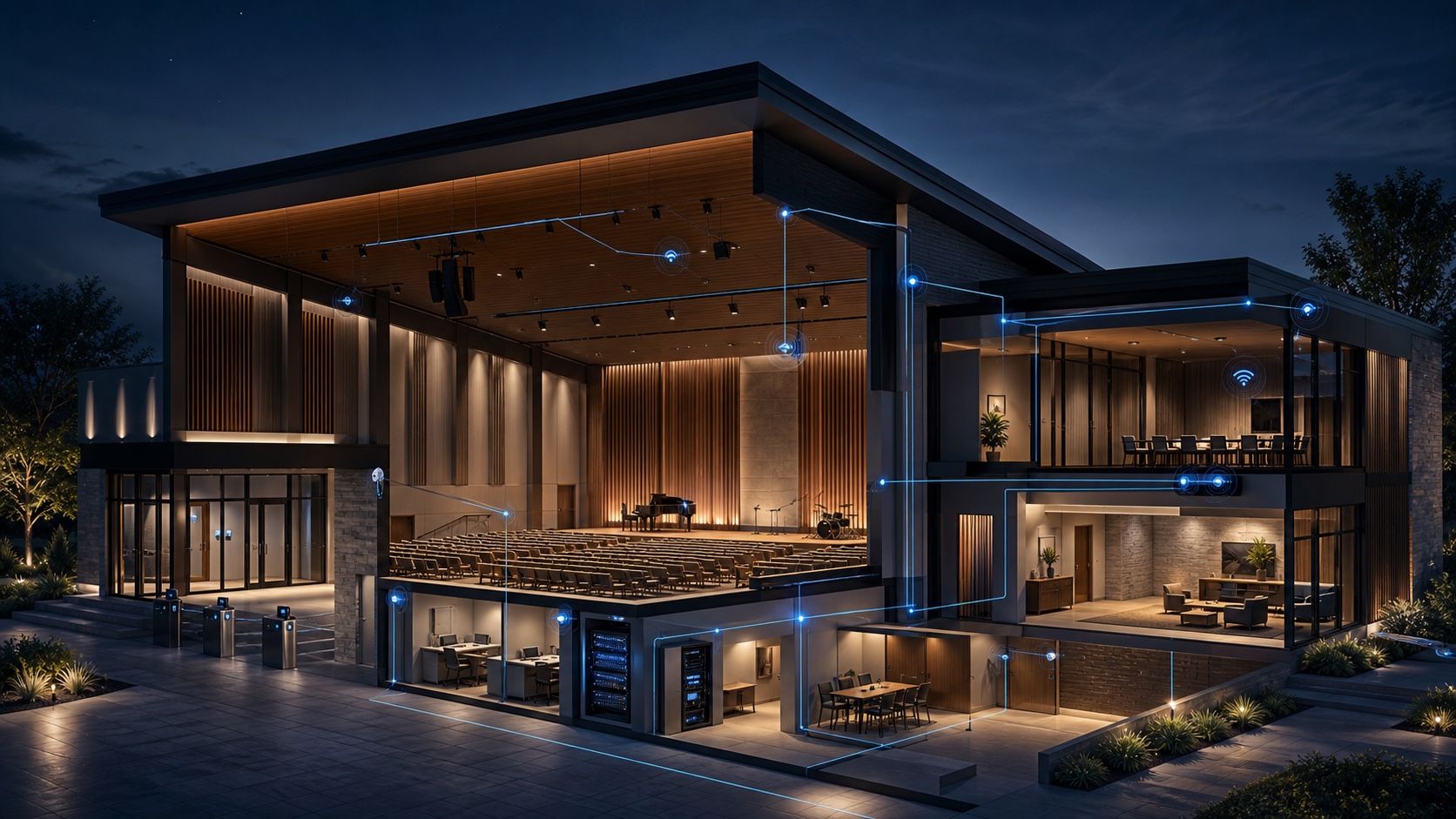 Conceptual visualization of a house of worship technology integration