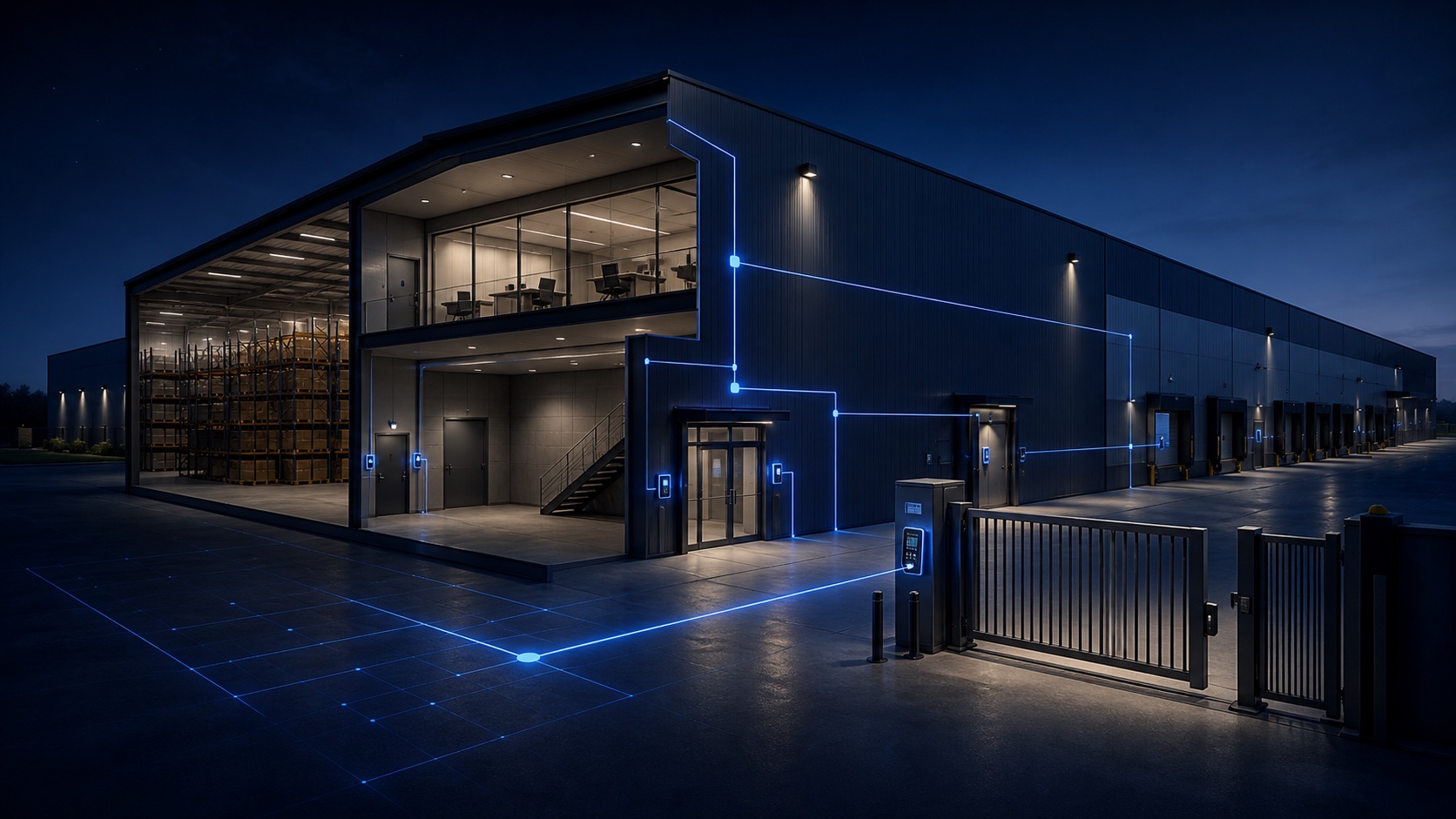 Conceptual visualization of the industrial access control deployment described in this project — Nampa, Idaho