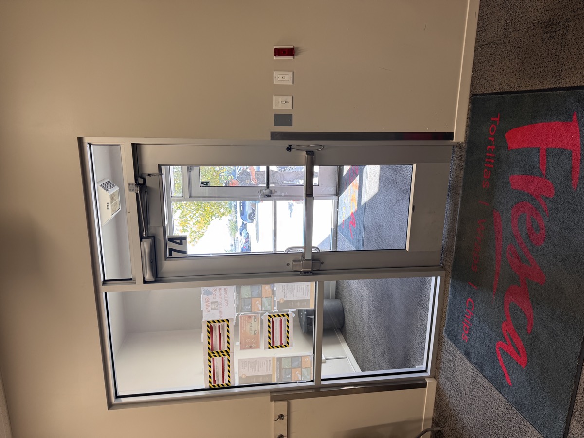 A completed access-controlled entry door at the Nampa facility.